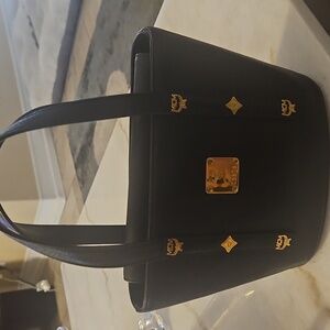 MCM EUC MINI Studded Black Leather Tote